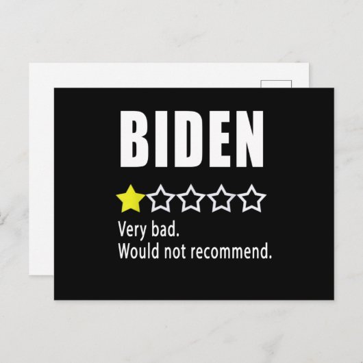 Joe Biden erg slecht. Zou niet adviseren Briefkaart (Voorkant / Achterkant)