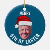 Joe Biden Face Santa Hat Happy 4th of Easter Xmas Keramisch Ornament (Achterkant)