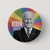 Joe Biden - foto met regenboog vlag ray Ronde Button 5,7 Cm (Voorkant)