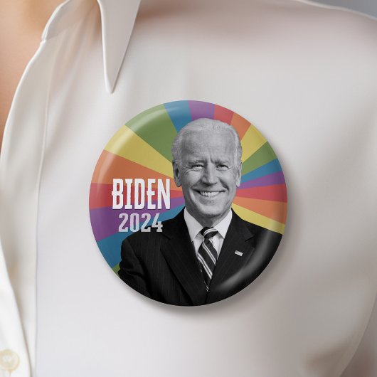 Joe Biden - foto met regenboog vlag ray Ronde Button 5,7 Cm