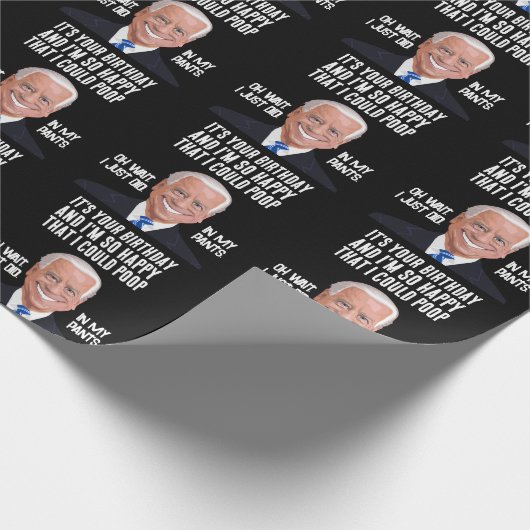 JOE BIDEN FUNNY BIRTHDAY POOP WRAPPING PAPER CADEAUPAPIER (Hoek)