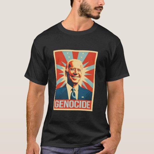 Joe Biden Genocide Anti Biden Grappig Conservatief T-shirt (Voorkant)