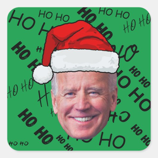 Joe Biden Grappig Groen Ho Ho Kerstmis Vierkante Sticker (Voorkant)