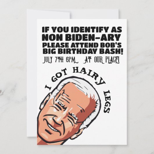 JOE BIDEN GRAPPIGE FEEST UITNODIGINGEN (Voorkant)