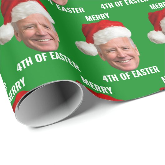Joe Biden Happy 4th of Easter Christmas Green Cadeaupapier (Rol Hoek)