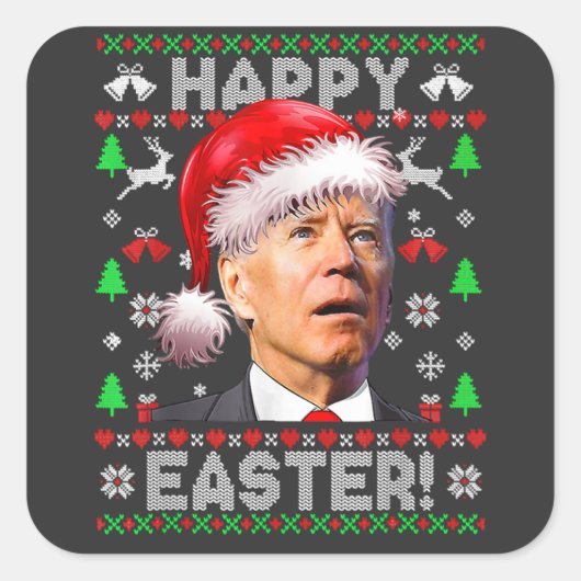 Joe Biden Happy Easter Chrismas | Anti Joe Biden Vierkante Sticker (Voorkant)