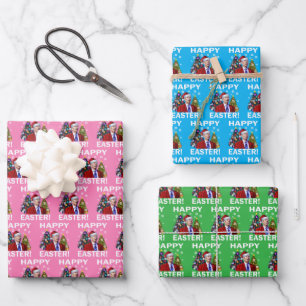 Joe Biden Happy Easter Christmas Pink Gift Wrap Inpakpapier Vel