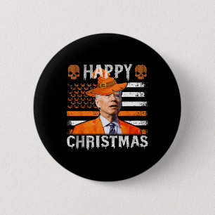 Joe Biden Happy Halloween Happy Christmas US Vlag Ronde Button 5,7 Cm