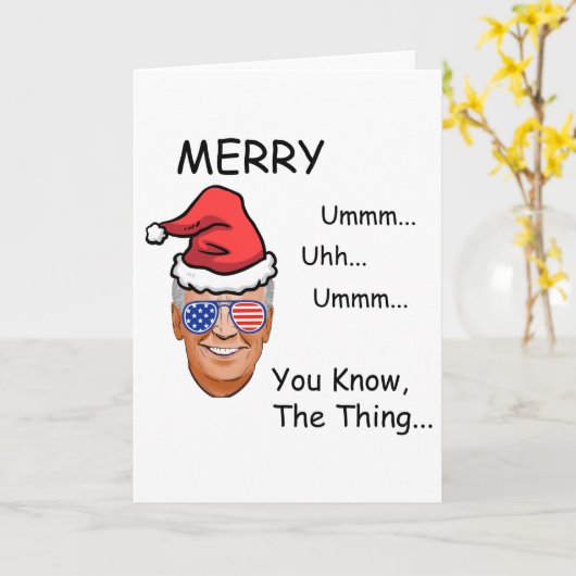 Joe Biden je weet, het ding... Grappig kerstfeest Kaart (Gele Bloem)
