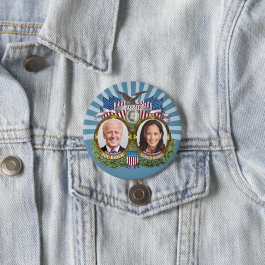 Joe Biden Kamala Harris 2020 Collectible Jugate Ronde Button 7,6 Cm (In situ)