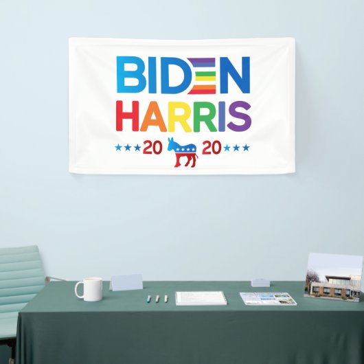 Joe Biden Kamala Harris 2020 Rainbow Gay Pride Spandoek (Beurs)