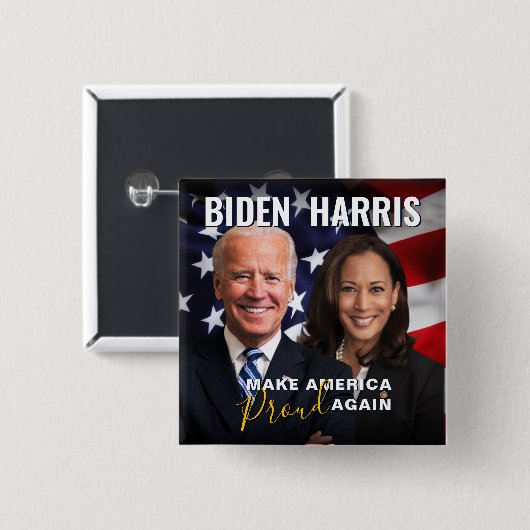 Joe Biden Kamala Harris 2020 USA Flag Photo Button (Voorkant /achterkant)