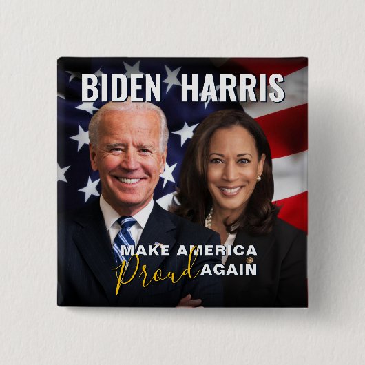 Joe Biden Kamala Harris 2020 USA Flag Photo Button (Voorkant)
