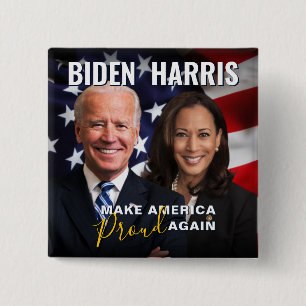 Joe Biden Kamala Harris 2020 USA Flag Photo Button
