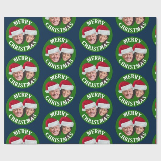 Joe Biden Kamala Harris 2020 w/ Santa Hats - Blue Cadeaupapier (Vlak)