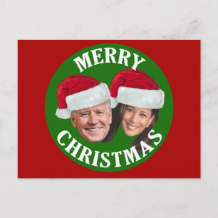 Joe Biden Kamala Harris 2020 w/ Santa Hats - Rood Briefkaart
