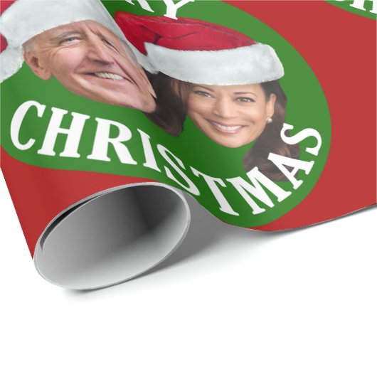 Joe Biden Kamala Harris 2020 w/ Santa Hats - Rood Cadeaupapier (Rol Hoek)