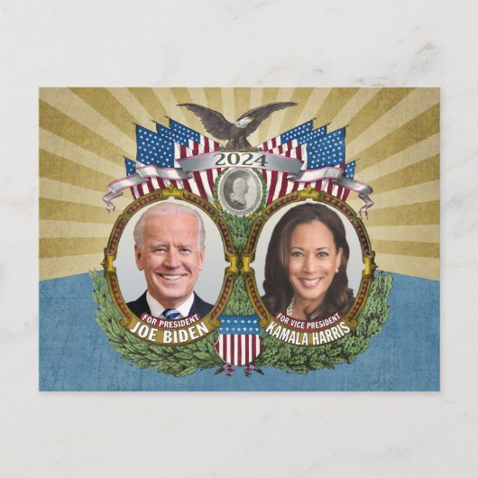 Joe Biden Kamala Harris 2024 - Jugate Foto Briefkaart (Voorkant)
