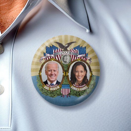 Joe Biden Kamala Harris 2024 - Jugate Foto Ronde Button 7,6 Cm