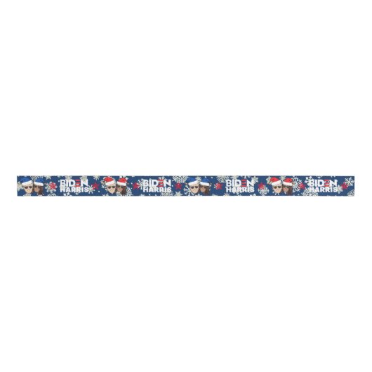 Joe Biden Kamala Harris Blue Kerstcadeau Grosgrain Lint (Voorkant)