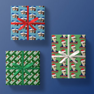 Joe Biden Kamala Harris Blue Kersttrio Gift Inpakpapier Vel