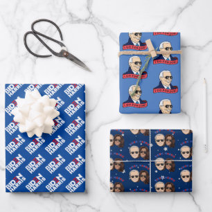 Joe Biden Kamala Harris Blue POTUS Trio Set Gift Inpakpapier Vel