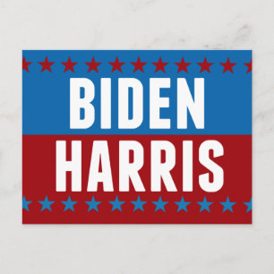 Joe Biden Kamala Harris Blue Red Stars Briefkaart