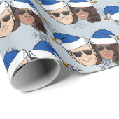 Joe Biden + Kamala Harris Droy Blue Kerstmis Cadeaupapier (Rol Hoek)