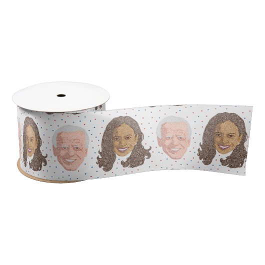 Joe Biden & Kamala Harris Head Ribbon Satijnen Lint (Spoel)