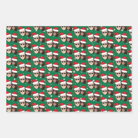 Joe Biden Kamala Harris kerstkraft Trio Gift Inpakpapier Vel (Voorkant 3)