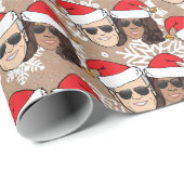 Joe Biden + Kamala Harris Red Pet Kraft Kerstmis Cadeaupapier (Rol Hoek)