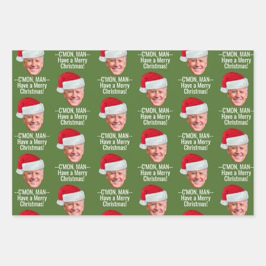 Joe Biden Kamala Harris Santa Hat Merry Kerstmis Inpakpapier Vel (Voorkant)