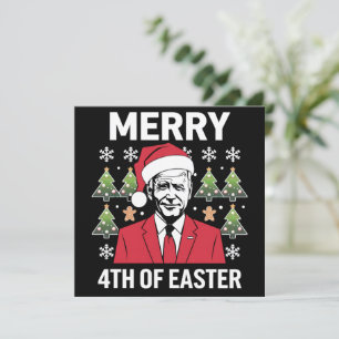 Joe Biden Kerst Santa Hoed Gelukkig 4e Pasen  Feestdagenkaart