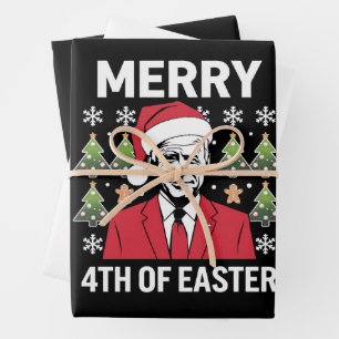 Joe Biden Kerst Santa Hoed Gelukkig 4e Pasen Inpakpapier Vel