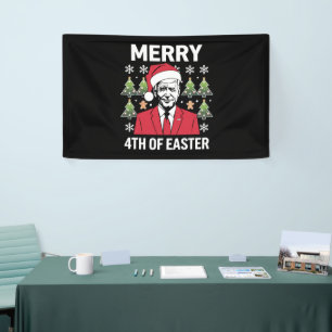 Joe Biden Kerst Santa Hoed Gelukkig 4e Pasen Spandoek