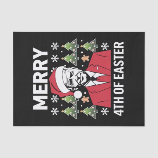 Joe Biden Kerst Santa Hoed Gelukkig 4e Pasen  Tissuepapier (Voorkant)
