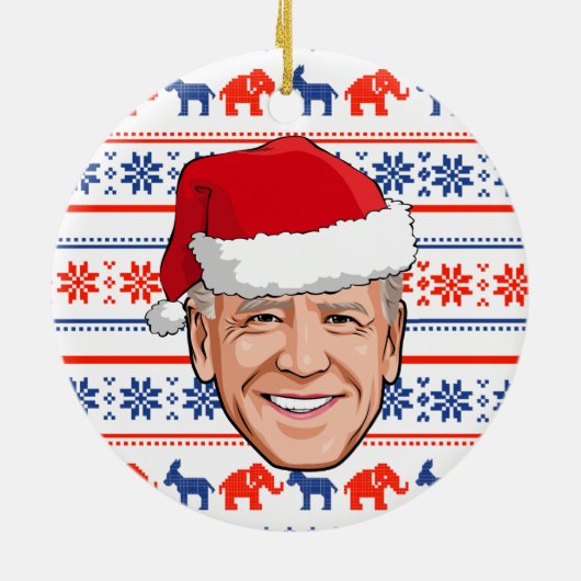 Joe Biden kerstkeramisch Ornament (Achterkant)