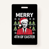 Joe Biden Kerstman Hoed Vrolijk 4e van Pasen Badge (Voorkant)