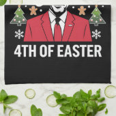 Joe Biden Kerstman Hoed Vrolijk 4e van Pasen Theedoek (Gevouwen)