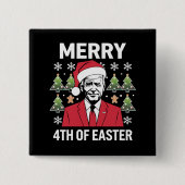 Joe Biden Kerstman Hoed Vrolijk 4e van Pasen Vierkante Button 5,1 Cm (Voorkant)