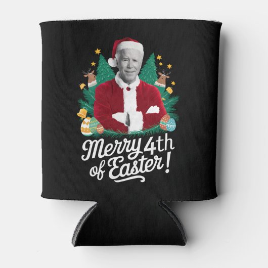 Joe Biden Kerstman Vrolijk 4e van Pasen Kerstmis Blikjeskoeler (Voorkant)