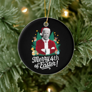 Joe Biden Kerstman Vrolijk 4e van Pasen Kerstmis Keramisch Ornament