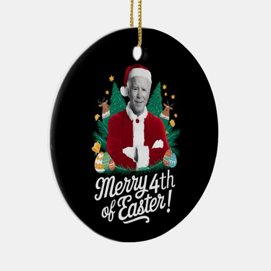 Joe Biden Kerstman Vrolijk 4e van Pasen Kerstmis Keramisch Ornament (Rechts)