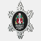 Joe Biden Kerstman Vrolijk 4e van Pasen Kerstmis Tin Sneeuwvlok Ornament (Rechts)