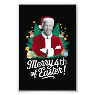 Joe Biden Kerstmis Kerstman Vrolijk 4e Pasen Xmas Foto Afdruk