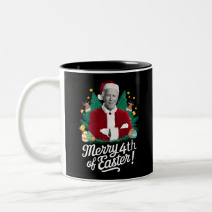Joe Biden Kerstmis Kerstman Vrolijk 4e Pasen Xmas Tweekleurige Koffiemok