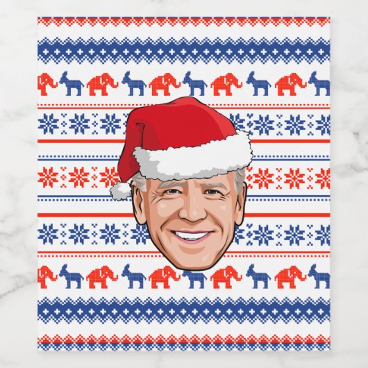 Joe Biden Kerstmis Wijn Etiket (Enkel label)