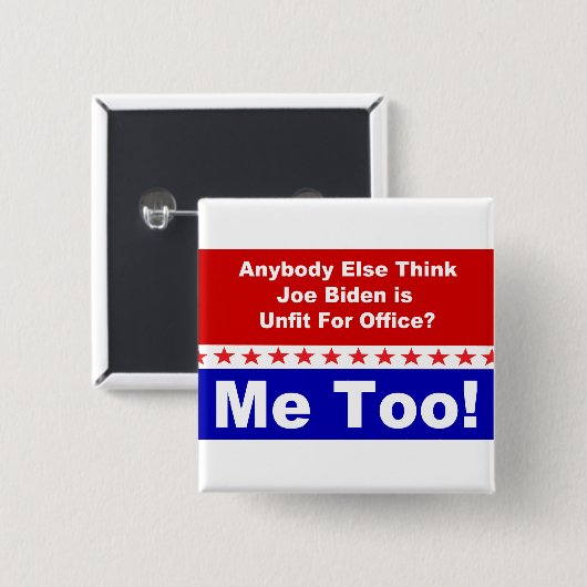 Joe Biden me ook Vierkante Button 5,1 Cm (Voorkant /achterkant)