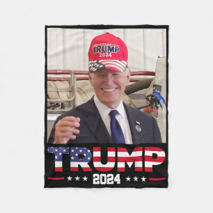 Joe Biden met een Trump-hoed Fleece Deken