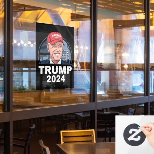 Joe Biden met een Trump-hoed Raamsticker (Restaurant Raam)